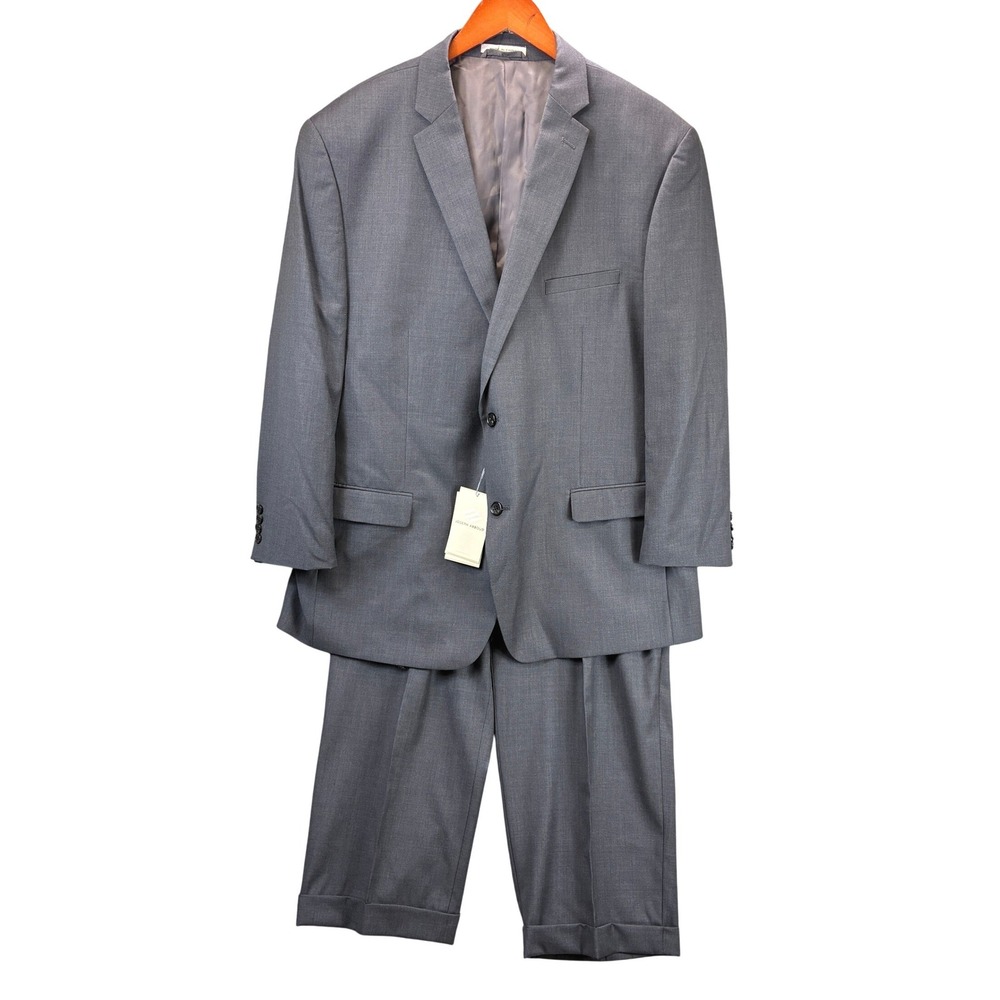 Joseph Abboud 2 Piece Wool Suit Mens 50R 44W Gray Two Button Blazer Pants NWT